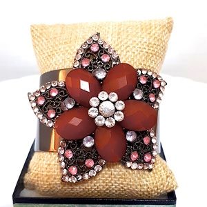 Vintage Gunmetal Floral Cuff/Bangle